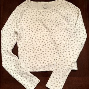 Brandy Melville floral long sleeve waffle top